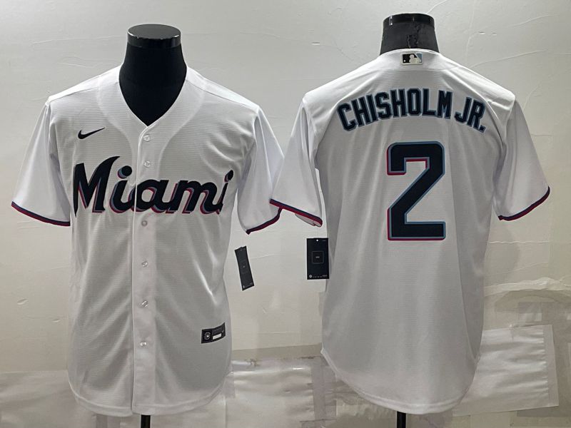 Men Miami Marlins #2 Chisholm jr White Game 2022 Nike MLB Jersey